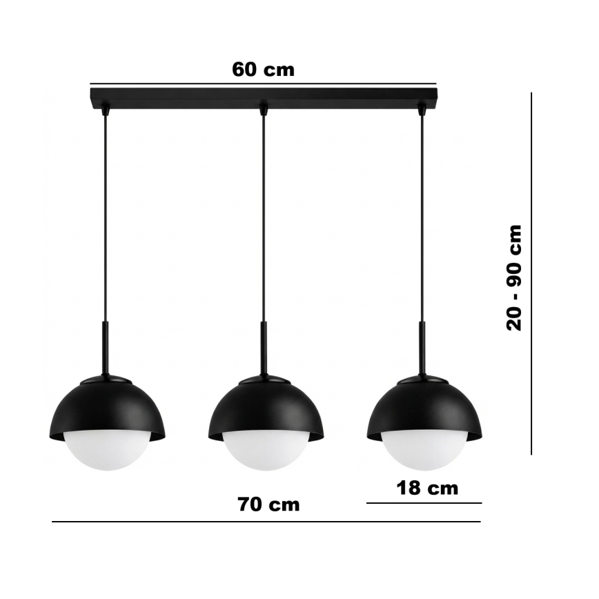 BRILAGI - Rippvalgusti kaabliga COSMO 3xE27/60W/230V must