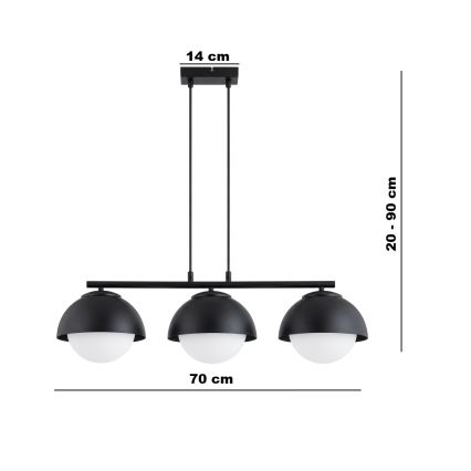 BRILAGI - Rippvalgusti kaabliga COSMO 3xE27/60W/230V must