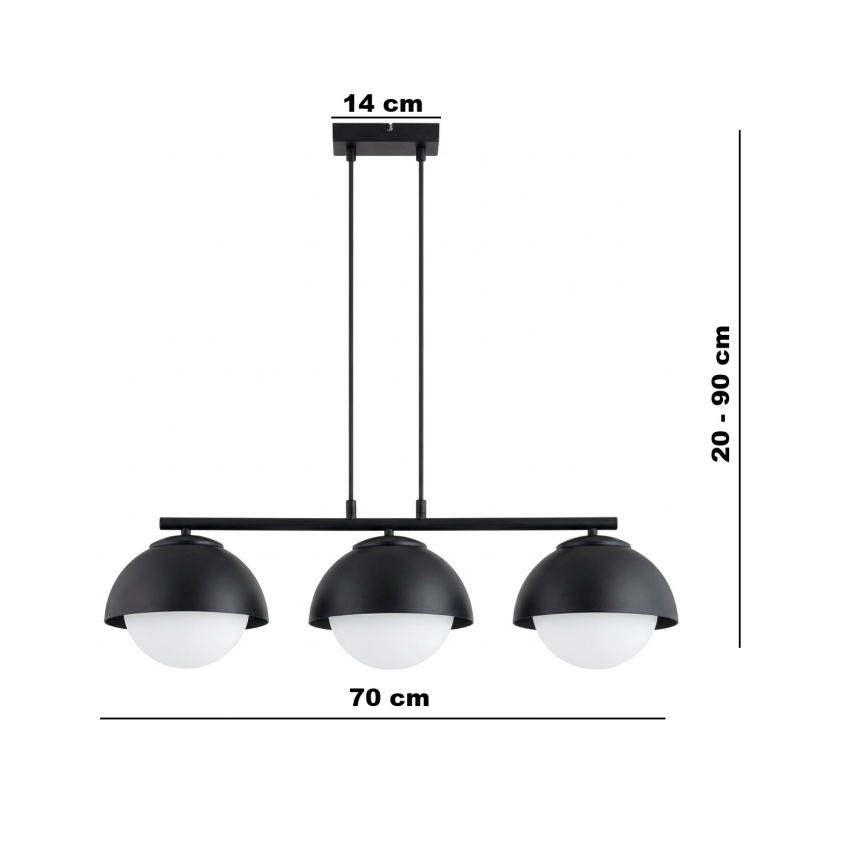 BRILAGI - Rippvalgusti kaabliga COSMO 3xE27/60W/230V must