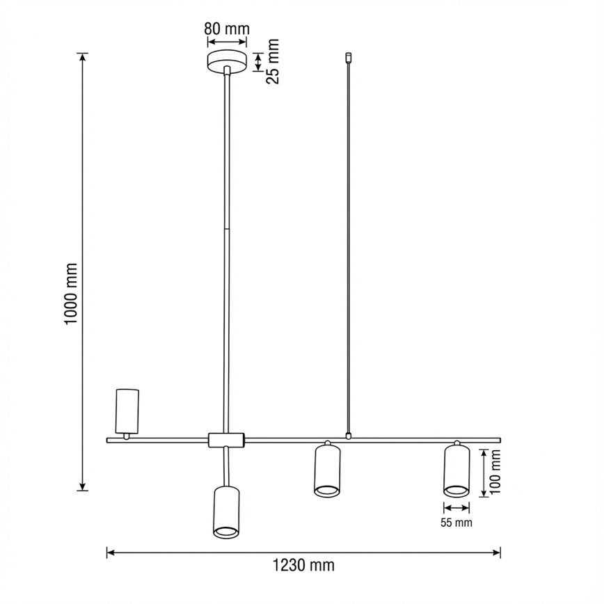 Brilagi - Rippvalgusti kaabliga CRANE 4xGU10/30W/230V must