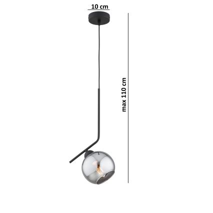 Brilagi - rippvalgusti kaabliga DIOR 1xE27/60W/230V must/suitsuhall