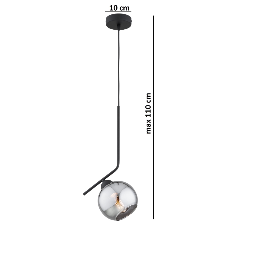 Brilagi - rippvalgusti kaabliga DIOR 1xE27/60W/230V must/suitsuhall