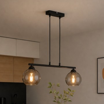 Brilagi - rippvalgusti kaabliga DIOR 2xE27/60W/230V must/suitsuhall