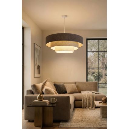 Brilagi - Rippvalgusti kaabliga LUNETA 3xE27/60W/230V läbimõõt 80 cm hall/kreem/valge