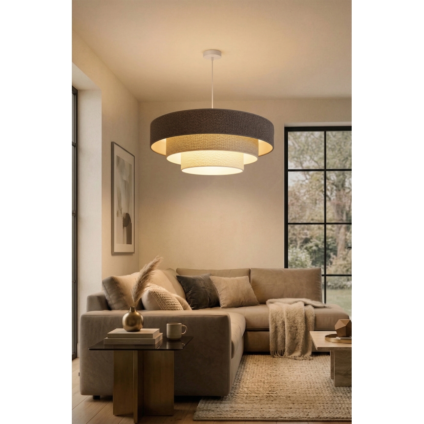 Brilagi - Rippvalgusti kaabliga LUNETA 3xE27/60W/230V läbimõõt 80 cm hall/kreem/valge