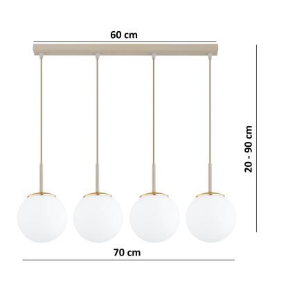 BRILAGI - Rippvalgusti kaabliga MILO 4xE27/60W/230V beež/kuldne