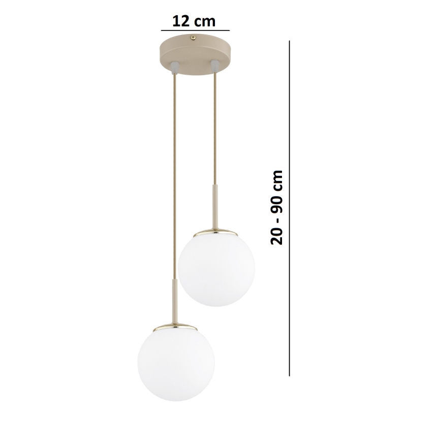 Brilagi - Rippvalgusti kaabliga MILO ECRU 2xE27/60W/230V beež/kuldne