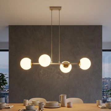 Brilagi - Rippvalgusti kaabliga MILO ECRU 4xE27/60W/230V beež/kuldne