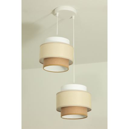 Brilagi - rippvalgusti kaabliga RESNA 2xE27/60W/230V Ø 30 cm kreem/beež