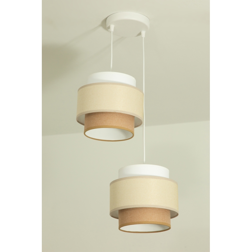 Brilagi - rippvalgusti kaabliga RESNA 2xE27/60W/230V Ø 30 cm kreem/beež
