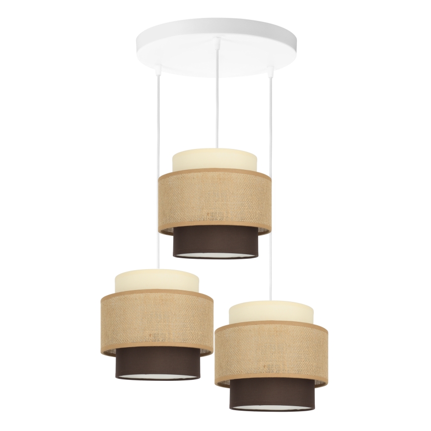 Brilagi - rippvalgusti kaabliga RESNA 3xE27/60W/230V, läbimõõt 45 cm, beež/must