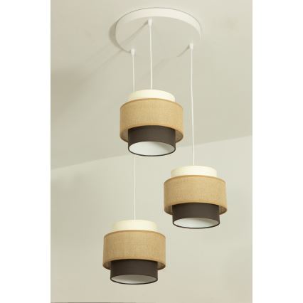 Brilagi - rippvalgusti kaabliga RESNA 3xE27/60W/230V, läbimõõt 45 cm, beež/must
