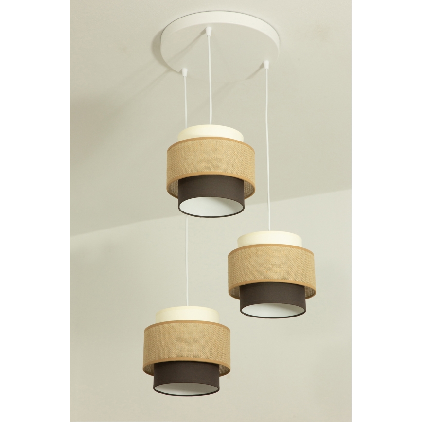 Brilagi - rippvalgusti kaabliga RESNA 3xE27/60W/230V, läbimõõt 45 cm, beež/must