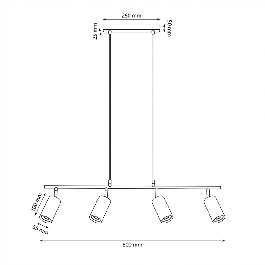 Brilagi - rippvalgusti kaabliga SELE 4xGU10/30W/230V must