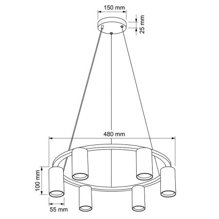 Brilagi - Rippvalgusti kaabliga SELE 6xGU10/30W/230V must