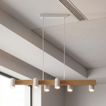 Brilagi - Rippvalgusti kaabliga SELE 6xGU10/30W/230V valge/tamme dekor