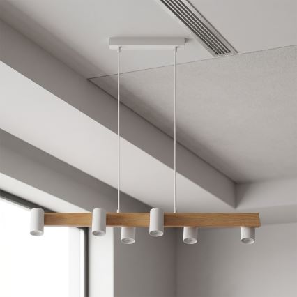 Brilagi - Rippvalgusti kaabliga SELE 6xGU10/30W/230V valge/tamme dekor