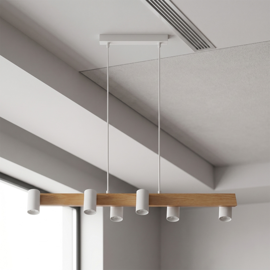 Brilagi - Rippvalgusti kaabliga SELE 6xGU10/30W/230V valge/tamme dekor
