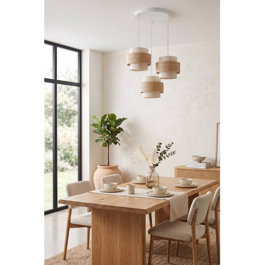 Brilagi - Rippvalgusti kaabliga SPACE 3xE27/60W/230V läbimõõt 40 cm beež/kreem