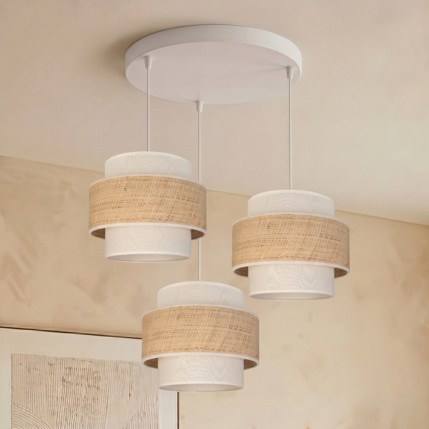 Brilagi - Rippvalgusti kaabliga SPACE 3xE27/60W/230V läbimõõt 40 cm beež/kreem