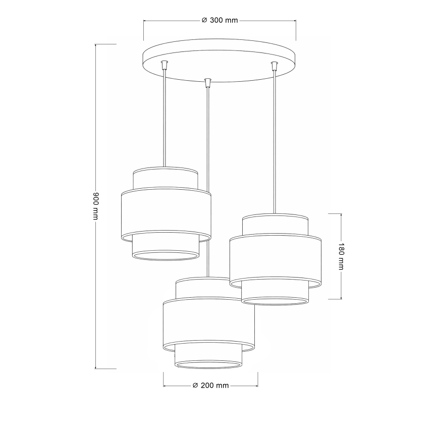Brilagi - Rippvalgusti kaabliga SPACE 3xE27/60W/230V läbimõõt 40 cm beež/kreem