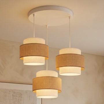 Brilagi - Rippvalgusti kaabliga SPACE 3xE27/60W/230V, läbimõõt 40 cm, beež/kreemjas