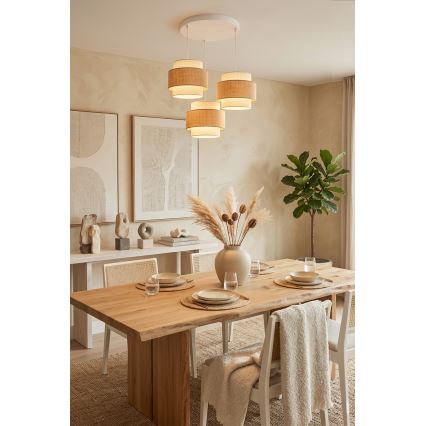 Brilagi - Rippvalgusti kaabliga SPACE 3xE27/60W/230V, läbimõõt 40 cm, beež/kreemjas