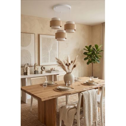 Brilagi - Rippvalgusti kaabliga SPACE 3xE27/60W/230V, läbimõõt 40 cm, beež/kreemjas