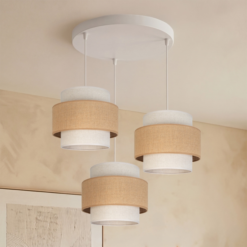Brilagi - Rippvalgusti kaabliga SPACE 3xE27/60W/230V, läbimõõt 40 cm, beež/kreemjas