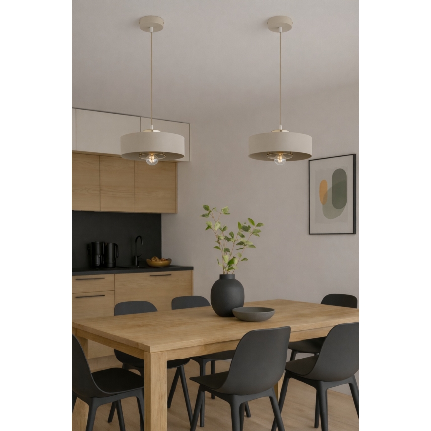 Brilagi - Rippvalgusti kaabliga SPRING 1xE27/60W/230V läbimõõt 30 cm beež/kuldne