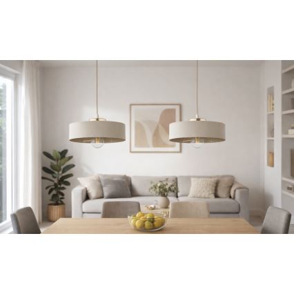 Brilagi - Rippvalgusti kaabliga SPRING 1xE27/60W/230V läbimõõt 30 cm beež/kuldne