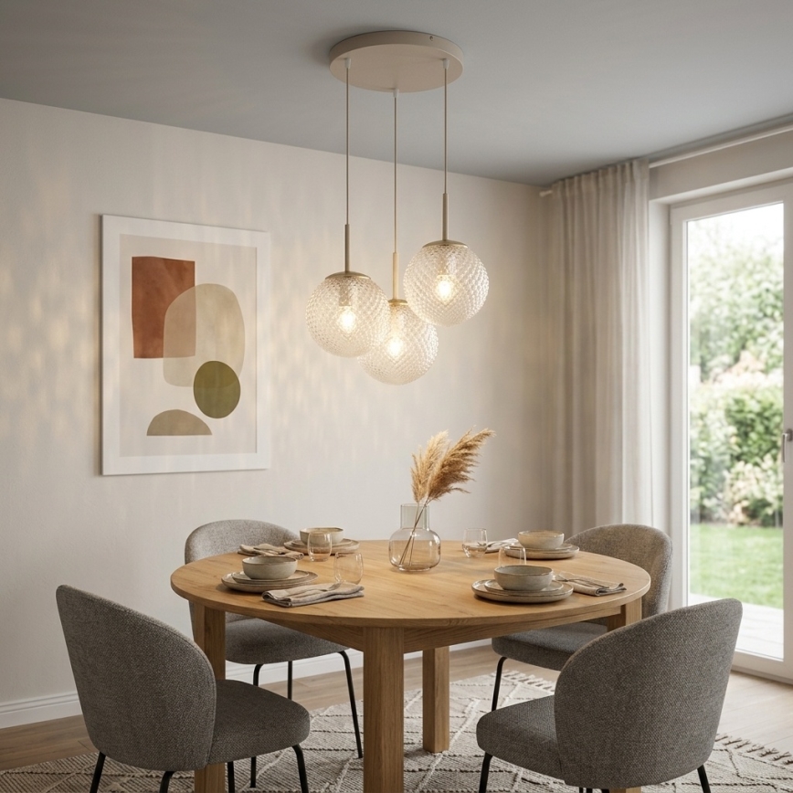BRILAGI - rippvalgusti kaabliga STELLA 3xE27/60W/230V beež/kuldne