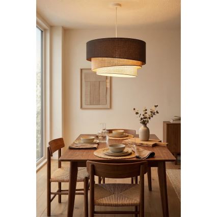 Brilagi - Rippvalgusti kaabliga TRIO 3xE27/60W/230V, läbimõõt 60 cm, pruun/beež/valge