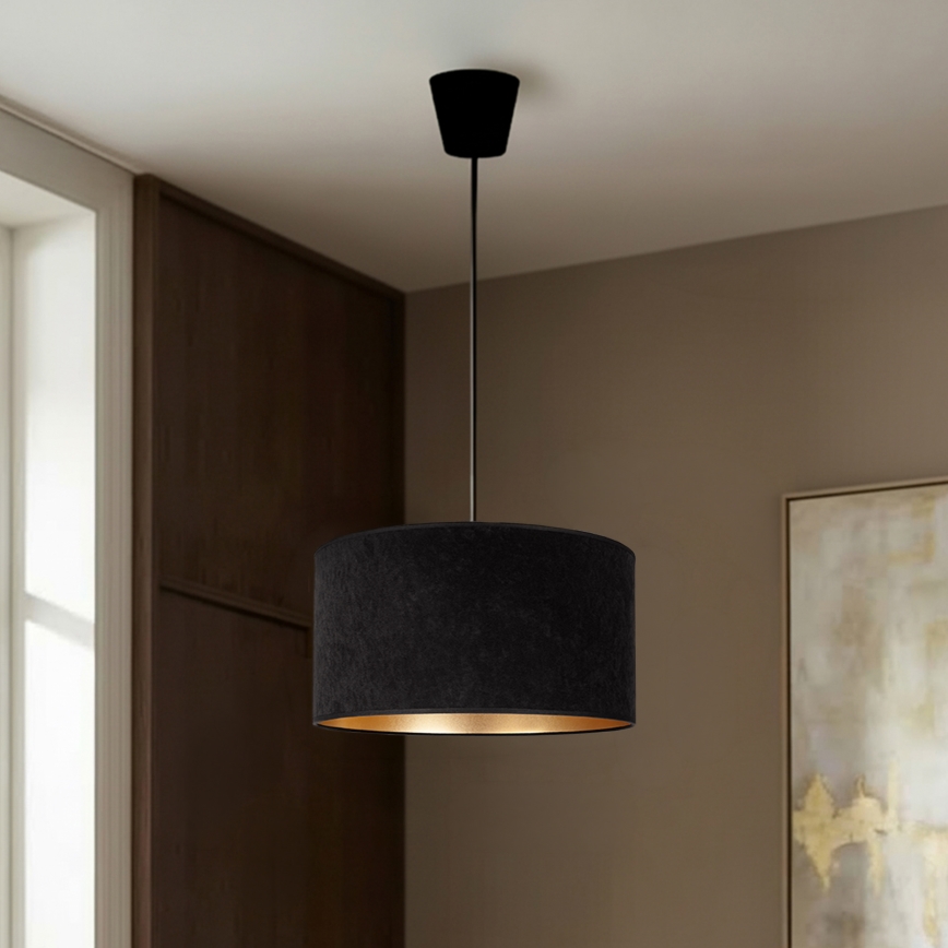 Brilagi - Rippvalgusti kaabliga VELVET 1xE27/60W/230V Ø 40 cm must/kuldne