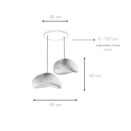 Brilagi - rippvalgusti kaabliga WABI SABI 2xE27/40W/230V läbimõõt 60 cm valge