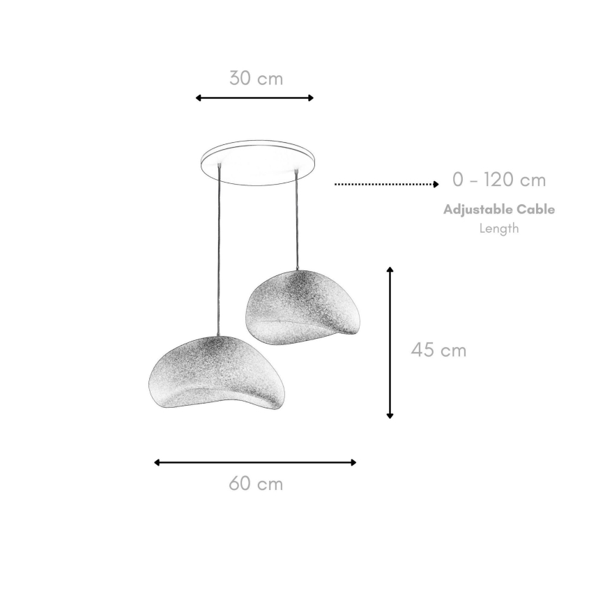 Brilagi - rippvalgusti kaabliga WABI SABI 2xE27/40W/230V läbimõõt 60 cm valge