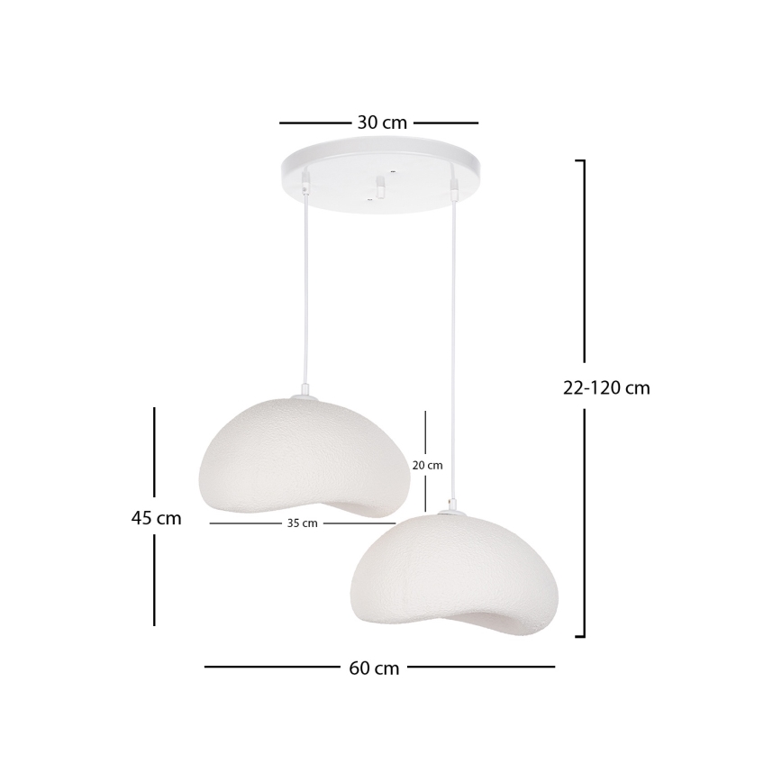 Brilagi - rippvalgusti kaabliga WABI SABI 2xE27/40W/230V läbimõõt 60 cm valge
