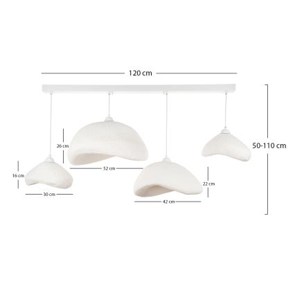 Brilagi - rippvalgusti kaabliga WABI SABI 4xE27/40W/230V valge