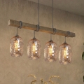 BRILAGI - Rippvalgusti kaabliga WOOD GLASS 4xE27/60W/230V mänd/hall/suitspruun