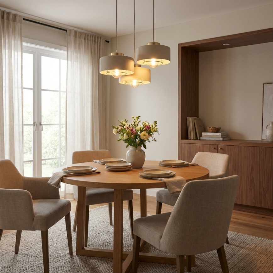 Brilagi - Rippvalgusti kaablil 3xE27/60W/230V beež/kuldne