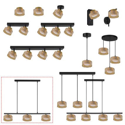 Brilagi - Rippvalgusti kaablil AURA LUX 3xGX53/30W/230V must/kuldne