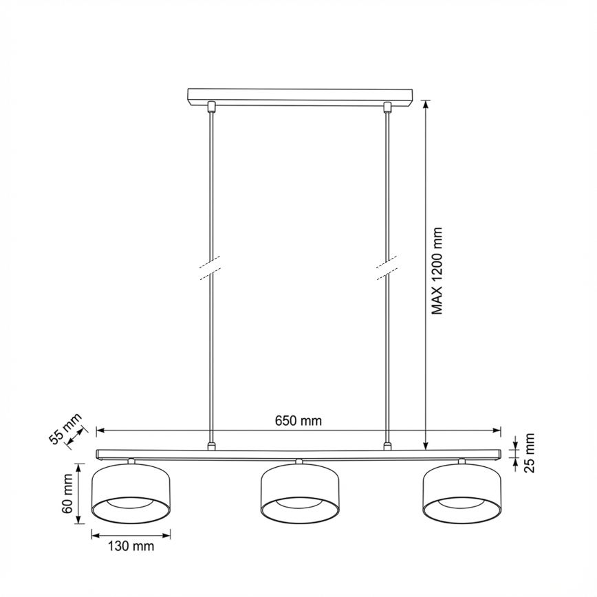 Brilagi - Rippvalgusti kaablil AURA LUX 3xGX53/30W/230V must/kuldne