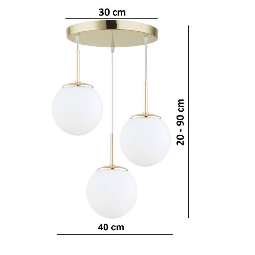 BRILAGI - Rippvalgusti kaablil MILO 3xE27/60W/230V kuldne