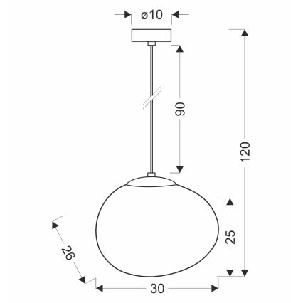 BRILAGI - rippvalgusti kaablil PEBBLES 1xE27/40W/230V läbimõõt 30 cm must