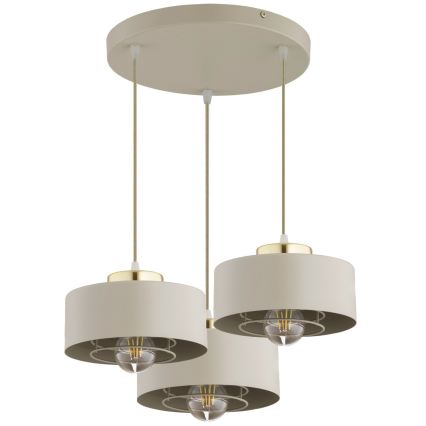 Brilagi - Rippvalgusti kaablil SPRING 3xE27/60W/230V beež/kuldne