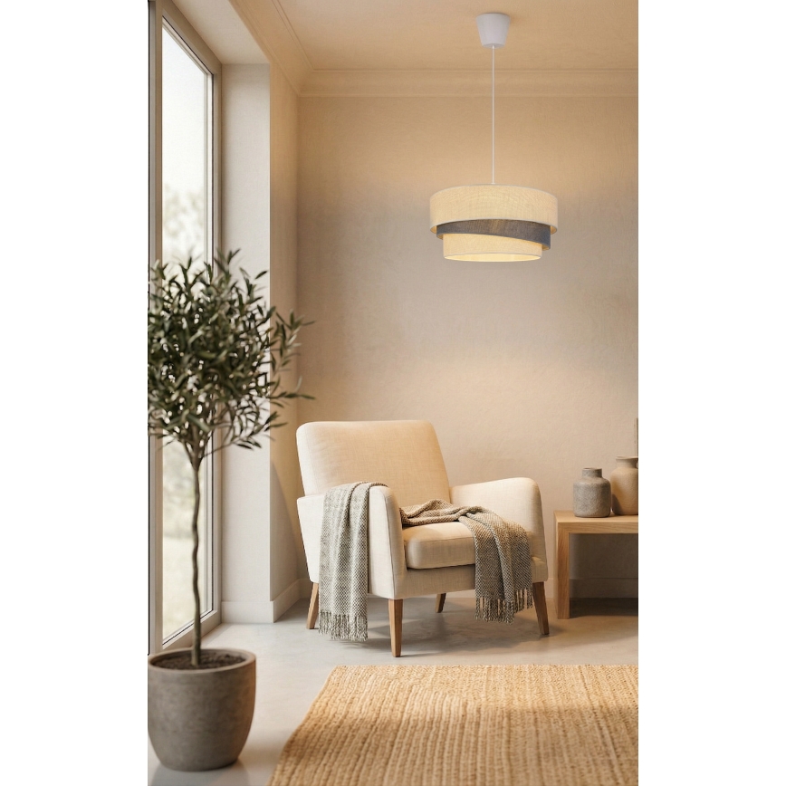 Brilagi - rippvalgusti kaablil TRIO 1xE27/60W/230V läbimõõt 40 cm kreemjas/hall