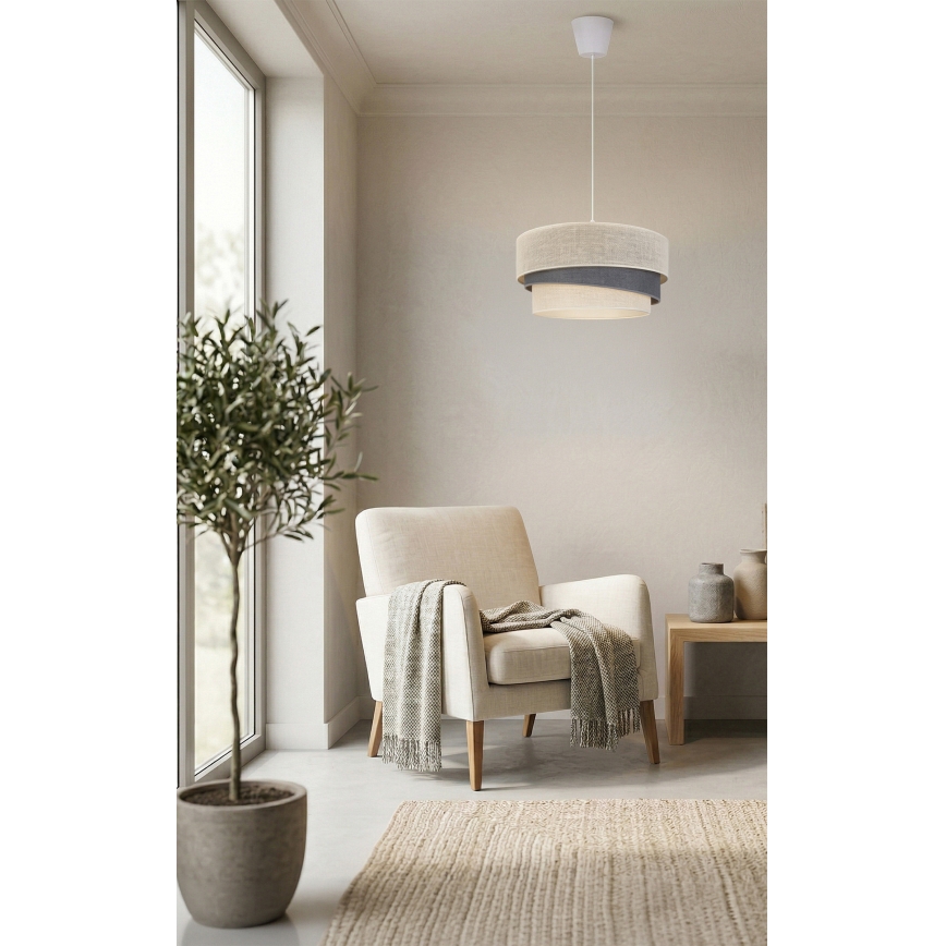 Brilagi - rippvalgusti kaablil TRIO 1xE27/60W/230V läbimõõt 40 cm kreemjas/hall