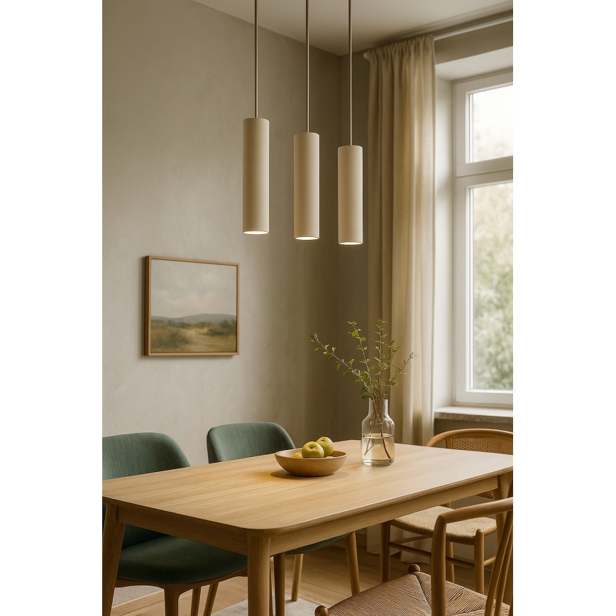 Brilagi - rippvalgusti kaablil TUBE 1xGU10/15W/230V beež/kuldne