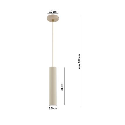 Brilagi - rippvalgusti kaablil TUBE 1xGU10/15W/230V beež/kuldne