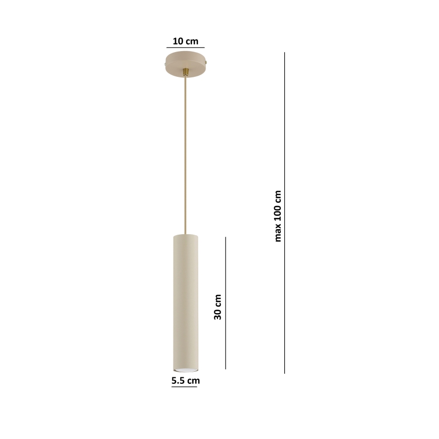 Brilagi - rippvalgusti kaablil TUBE 1xGU10/15W/230V beež/kuldne